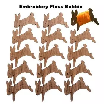 15 шт. деревянных катушек для ниток с изображением животных с коробкой для хранения, катушка для вышивки крестом, кролик, кошка, овца, карта ниток для вышивки крестом A
