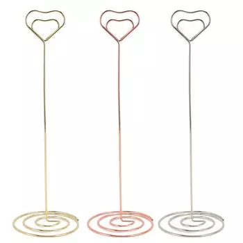15 шт. держатель для номера стола 22 см в форме сердца из железной проволоки подставка для фотографий для свадебных заметок Gold