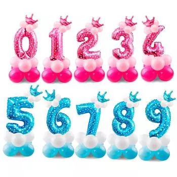 15 шт. фольгированные воздушные шары на день рождения, воздушные гелиевые воздушные шары с цифрами, фигурки на воздушном шаре с днем рождения, детский день рождения Number 0 розовый