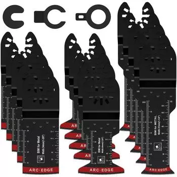 15 шт. колеблющихся пильных полотен, сверхдлинные дуговые лезвия для многофункциональных инструментов, острые биметаллические колеблющиеся полотна для быстрой резки дерева и металла