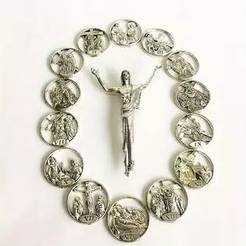 15 шт./компл. Католические статуи Juesus DIY Cruz Madera 14 Sad Roads Status Christ аксессуары из цинкового сплава для молитвы, украшения для дома a set