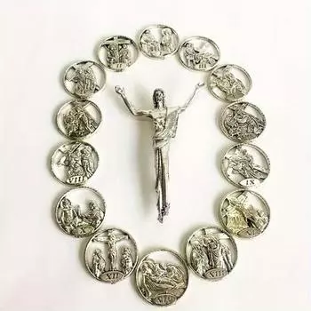 15 шт./компл. Католические статуи Juesus DIY Cruz Madera 14 Sad Roads Status Christ аксессуары из цинкового сплава для молитвы, украшения для дома a set