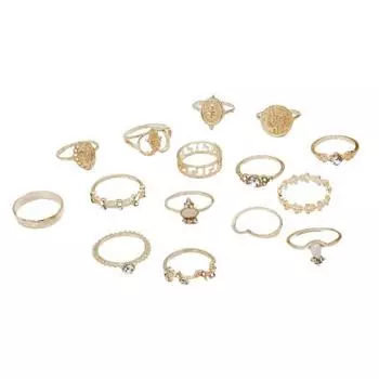 15 шт./компл. кольцо художественное сердце искусственный кристалл палец кольцо для ежедневного ношения