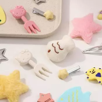 15 шт./компл., милая заколка для волос для девочек-студенток, плюшевые звездочки, милая рыбка, сушеная заколка для волос, челка, боковая заколка