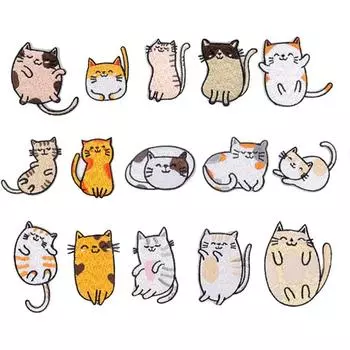 15 шт./компл. Нашивки с изображением кошек своими руками для одежды, аксессуары, аппликации для ремонта с помощью утюга