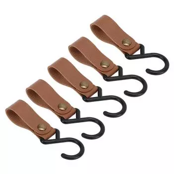 15 шт. кожаных S-образных крючков высокой прочности, многофункциональные портативные S-образные вешалки для кемпинга на открытом воздухе, коричневые