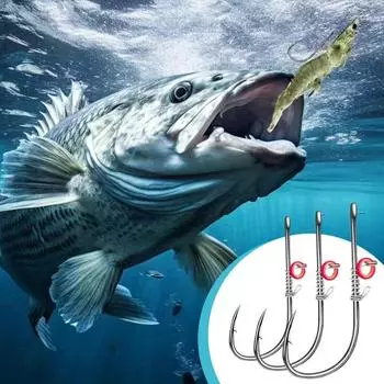 15 шт. Крючок для фиксации живой креветки, прочный, из углеродистой стали, с зазубринами, с отверстием, для ловли сома, окуня, пресноводных и соленых вод, рыболовные принадлежности 3