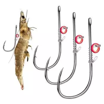 15 шт. Крючок для фиксации живой креветки, прочный, из углеродистой стали, с зазубринами, с отверстием, для ловли сома, окуня, пресноводных и соленых вод, рыболовные принадлежности 2