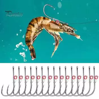 15 шт. Крючок для фиксации живой креветки, прочный, из углеродистой стали, с зазубринами, с отверстием, для ловли сома, окуня, пресноводных и соленых вод, рыболовные принадлежности 4