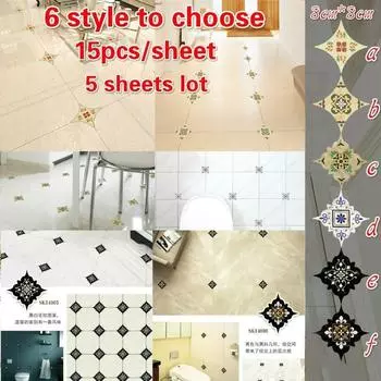 15 шт./лист, 5 листов, креативные декоративные наклейки на плитку, диагональные наклейки, печатные наклейки a