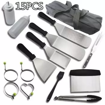 15 шт./лот набор инструментов для барбекю для теппаньяки лопатки для барбекю скребок аксессуары для гриля для гриля инструменты для гриля для барбекю 15pcs