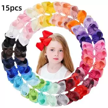 15 шт. Милые заколки для волос с бантиками случайного цвета для женщин, девочек, ручной работы, заколки-бантики, праздничные заколки для волос, детские аксессуары для волос, подарки
