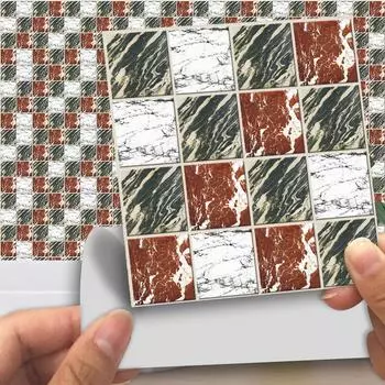 15 шт., мозаика, имитация мрамора, наклейки на стену, имитация кирпича, украшение для спальни, водостойкая самоклеящаяся плитка, обои 10*10cm*15Pcs