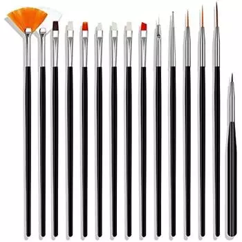 15 шт., набор для дизайна ногтей, набор для борьбы с морщинами, акриловые насадки для ногтей для украшения ногтей и профессионального использования (черный) 21x6x2cm