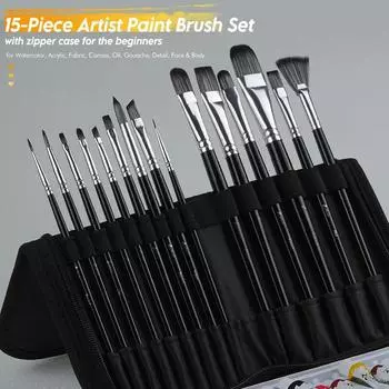 15 шт. Набор кистей для рисования с несколькими спецификациями, нейлоновые волосы, акварельные краски, специальная кисть художника для акрилового масла, гуаши