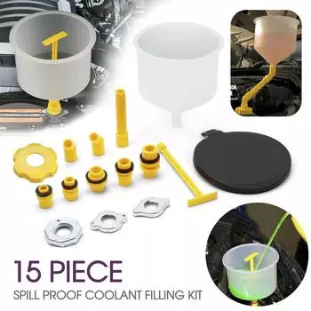 15 шт. набор воронок для охлаждающей жидкости, набор воронок для заливки охлаждающей жидкости в радиатор автомобиля, защищенный от протечек, автомобильная система водяного охлаждения, инструмент для заправки бензина, масла и жидкости CHINA