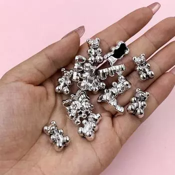 15 шт./пакет, акриловые бусины в стиле панк, имитация металла, бусины в виде медведя, кулон «сделай сам», ожерелье, серьги, изготовление ювелирных изделий, рождественские украшения золотистый