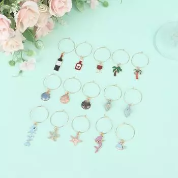 15 шт., подвески для бокалов, маркеры, бирки, идентификация, дегустация вина, девичник