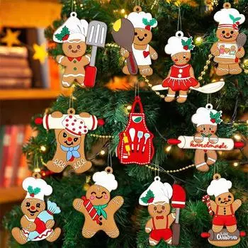15 шт. рождественские деревянные пряничные человечки украшения веселое рождественское украшение рождественская елка подвесной кулон декор рождественской елки