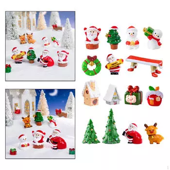 15 шт. рождественские миниатюрные украшения наборы смоляные куклы мультфильм DIY поделки милые фигурки для сказочного сада