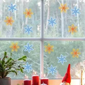 15 шт. рождественские украшения настенные наклейки наклейки на окна снежинки настенные наклейки для оформления