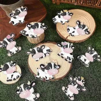 15 шт. рождественский брелок для ключей со стразами, набор для самостоятельной росписи, украшение для детей, семья, горячее какао, корова, птица, художественные поделки, набор для росписи стразами C