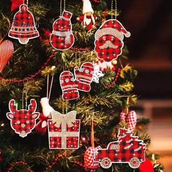 15 шт. рождественский брелок для ключей со стразами, набор для самостоятельной росписи, украшение для детей, семья, горячее какао, корова, птица, художественные поделки, набор для росписи стразами C