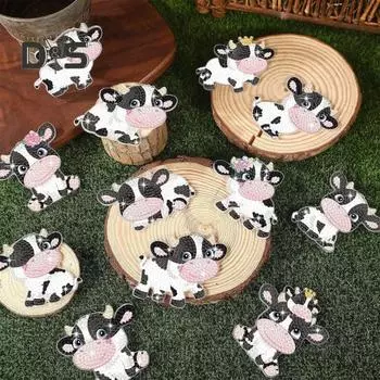 15 шт. рождественский брелок для ключей со стразами, набор для самостоятельной росписи, украшение для детей, семья, горячее какао, корова, птица, художественные поделки, набор для росписи стразами H