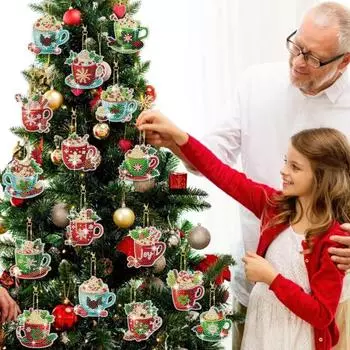 15 шт. рождественский брелок для ключей со стразами, набор для самостоятельной росписи, украшение для детей и семьи C