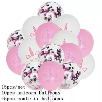 15 шт. розовых воздушных шаров в виде единорога, латексные воздушные шары с конфетти в виде единорога для украшения вечеринки по случаю рождения ребенка, подарка на первый день рождения девочки, детские сувениры
