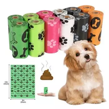 15 шт./рулон, разлагаемые мешки для какашек для собак, одноразовые мешки для мусора для домашних животных и кошек, мешок для чистки дерьма для щенков Footprints чёрный