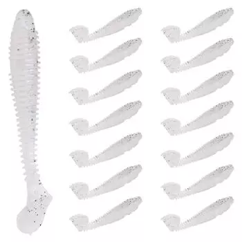 15 шт. Силиконовая мягкая приманка Имитация Т-образного хвоста Рыболовная приманка Двухцветная со спиральным узором для моря