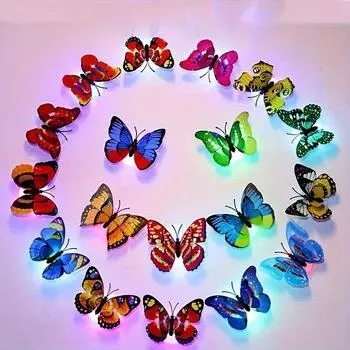 15 шт. светодиодных ночников в виде мини-бабочек - идеально подходят для декора вечеринок и фестивалей, мультипликационные огни на батарейках 15pcs Butterfly Night Light