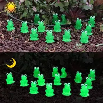 15 шт., светящаяся в темноте фигурка маленькой лягушки, мини-лягушка, украшение для рабочего стола, светящаяся модель животного, статуя, скульптура, миниатюрная лягушка, сказочный садовый орнамент