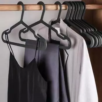 15 шт. вешалок для одежды с широкими выемками для плечиков, устойчивые к деформации, прочные, несущих нагрузку, экономящие место, сушилки для одежды чёрный
