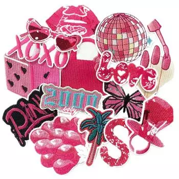 15 шт., вышитые нашивки в виде денег на одежде, термоклеящиеся нашивки для одежды, значки с героями мультфильмов One Size розовый