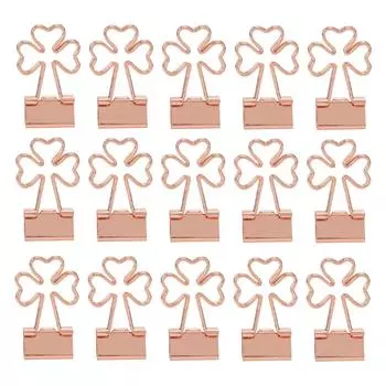 15 шт. скрепок для бумаги, симпатичные трилистники, сильная сила зажима, металлические маленькие зажимы для офиса