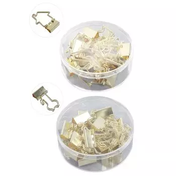 15 шт. зажимов для бумаги в металлической коробке с длинным хвостом для хранения офисных файлов с зажимом «ласточкин хвост» золотого цвета House Shaped Handle