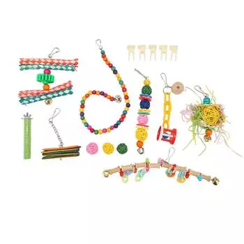 15 шт. жевательная игрушка-качели для птиц, красочная, устойчивая к укусам, набор игрушек-качелей для попугаев Finch Budgie