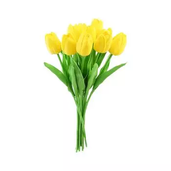 15 штук искусственных шелковых поддельных цветов 13,5 дюймов для весенних подарков на День матери, пасхальных подарков для дома, кухни, свадебного украшения One Size жёлтый