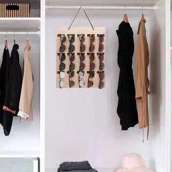 15 слотов фетровая подставка для очков держатель для солнцезащитных очков дисплей для хранения очков подвесная сумка настенный карман ящик для хранения органайзер хаки