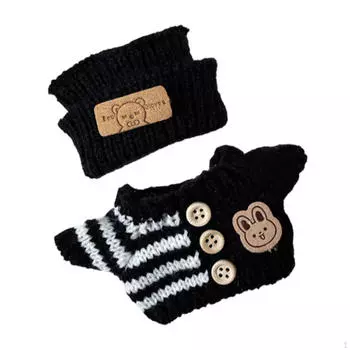 15 см-17 см плюшевая кукольная одежда наряд свитер с шапочкой стильные аксессуары для наряда чёрный