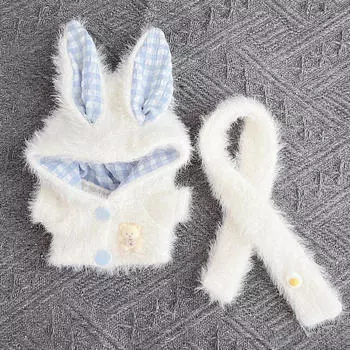 15 см-17 см плюшевая кукольная одежда толстовка с капюшоном и шарфом стильный реквизит для фотосессий White