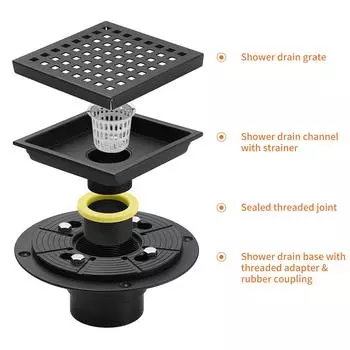 15 см боковой слив для душа из нержавеющей стали слив для пола в ванной комнате линейный слив для кухни DL-052R чёрный