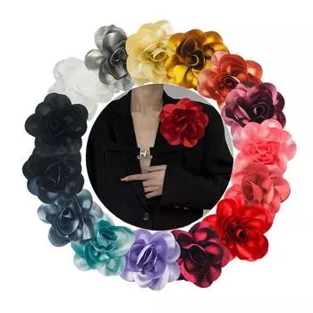 15 см большая брошь-цветок клипса атласная ткань французский цветок брошь ручной работы костюм свитер пальто украшения булавки броши серый