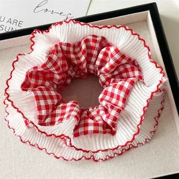 15 см Большая клетка Лолита Скранчи для женщин Эластичные резинки для волос Держатели для хвостика Завязка Однотонный обруч для волос Скранчи Кольцо для волос для девочки