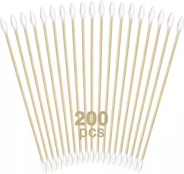 15 см длинные деревянные ватные палочки для чистки Cotts Eyeshadow Brush и Toolon Sticks с деревянной ручкой для аппликаторов масляного макияжа для глаз и ушей 100pcs белый