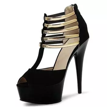 15 см летние босоножки на тонком каблуке с узором «рыбий рот» Босоножки большого размера на очень высоком каблуке 34