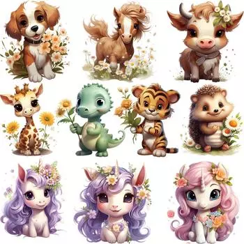 6-дюймовые нашивки с животными на одежде, наклейки для термопереноса, аксессуары для одежды, новые нашивки DTF своими руками