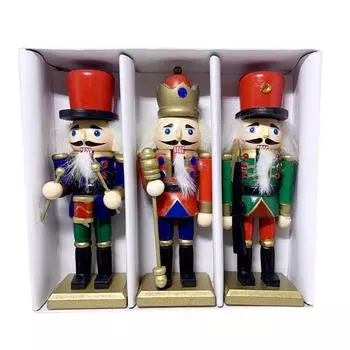 15 см Щелкунчик Солдат Кукольная игрушка из 3 предметов, набор, новая и необычная деревянная Щелкунчик Кукольная игрушка Детский рождественский подарок игрушка